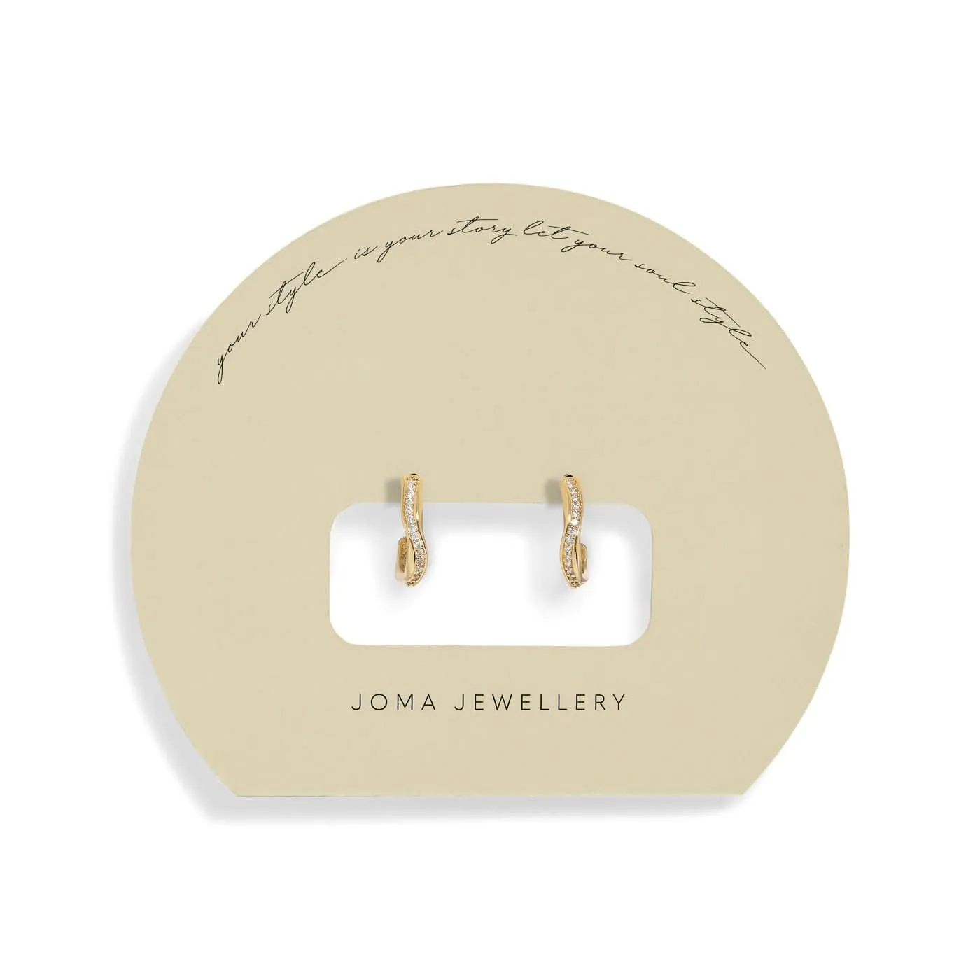 Boucles d'oreilles en or plaqué vague pavée brillance de l'âme 7605 Joma Jewellery