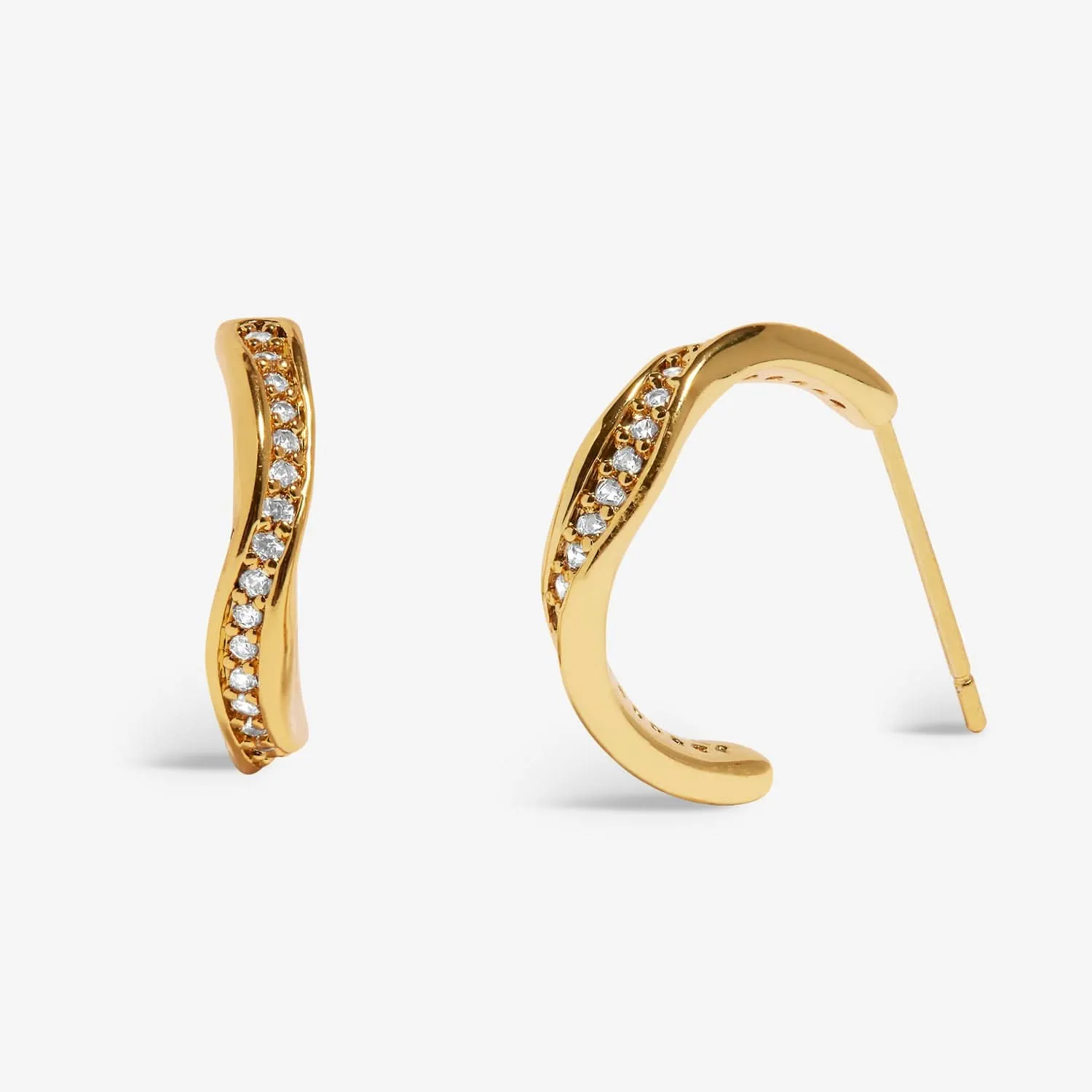 Boucles d'oreilles en or plaqué vague pavée brillance de l'âme 7605 Joma Jewellery