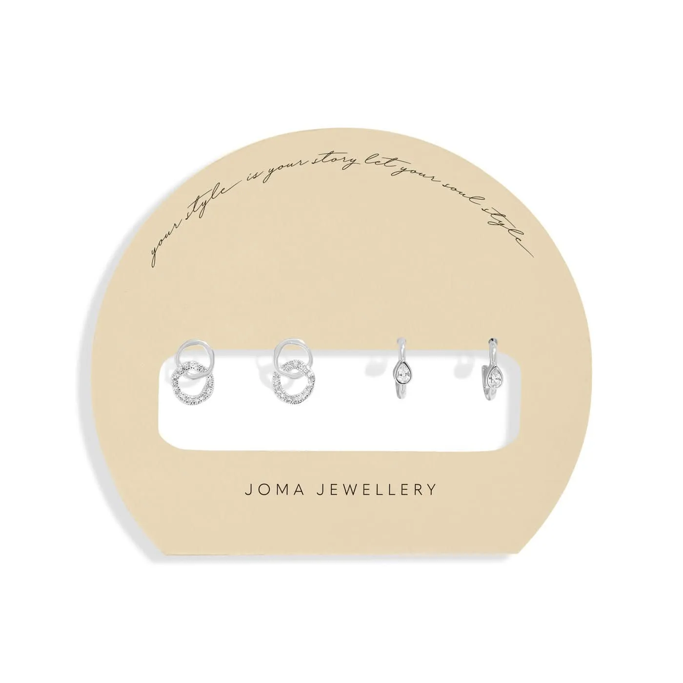 Ensemble de 2 boucles d'oreilles en cercles entrelacés plaqués argent Soul Shine Stack 8472 Joma Jewellery