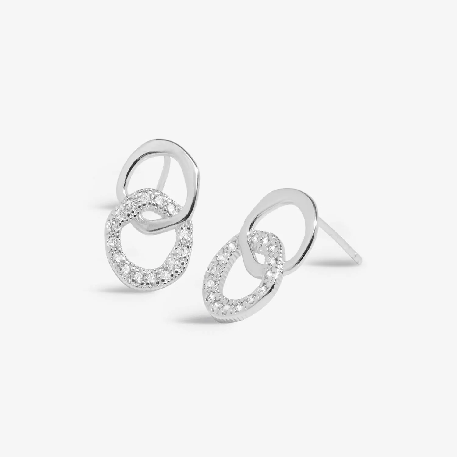 Ensemble de 2 boucles d'oreilles en cercles entrelacés plaqués argent Soul Shine Stack 8472 Joma Jewellery
