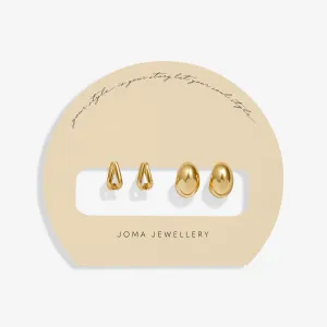 Ensemble de 2 boucles d'oreilles plaquées or de la déclaration Soul Shine Stack 8474 Joma Jewellery