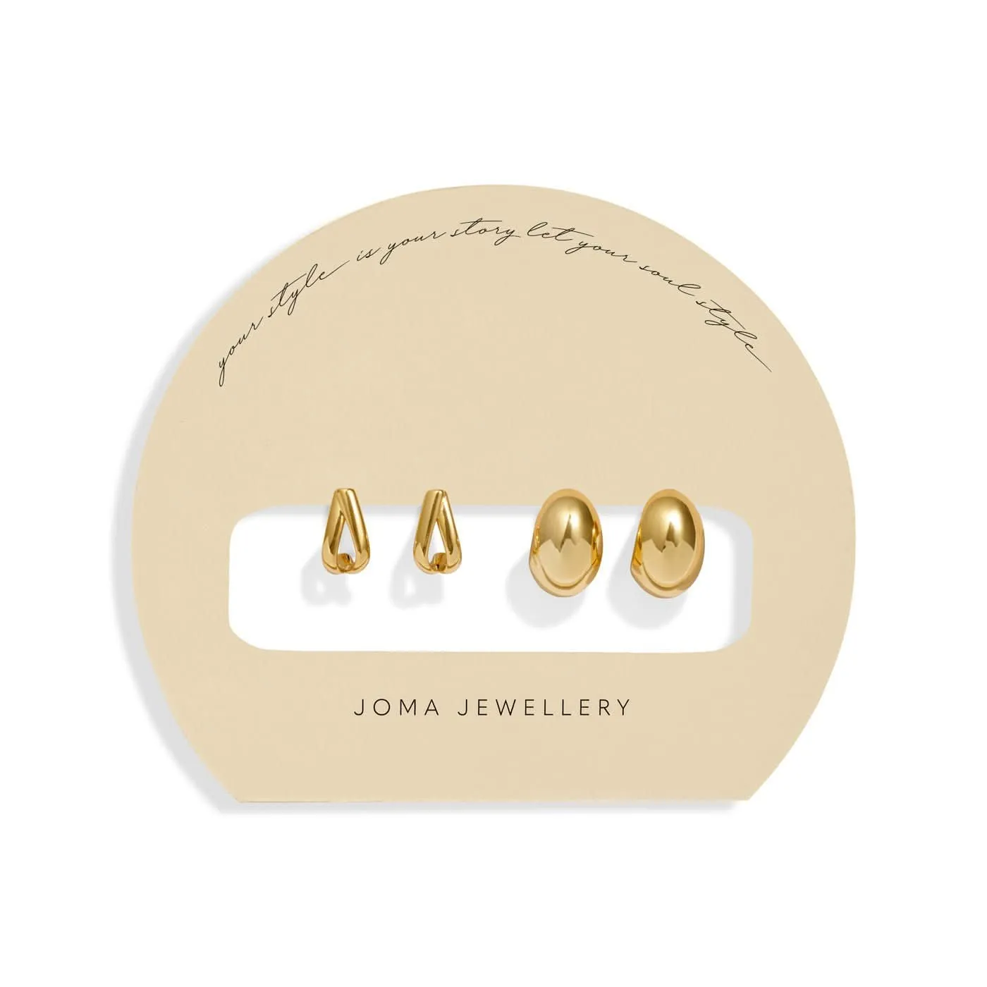 Ensemble de 2 boucles d'oreilles plaquées or de la déclaration Soul Shine Stack 8474 Joma Jewellery