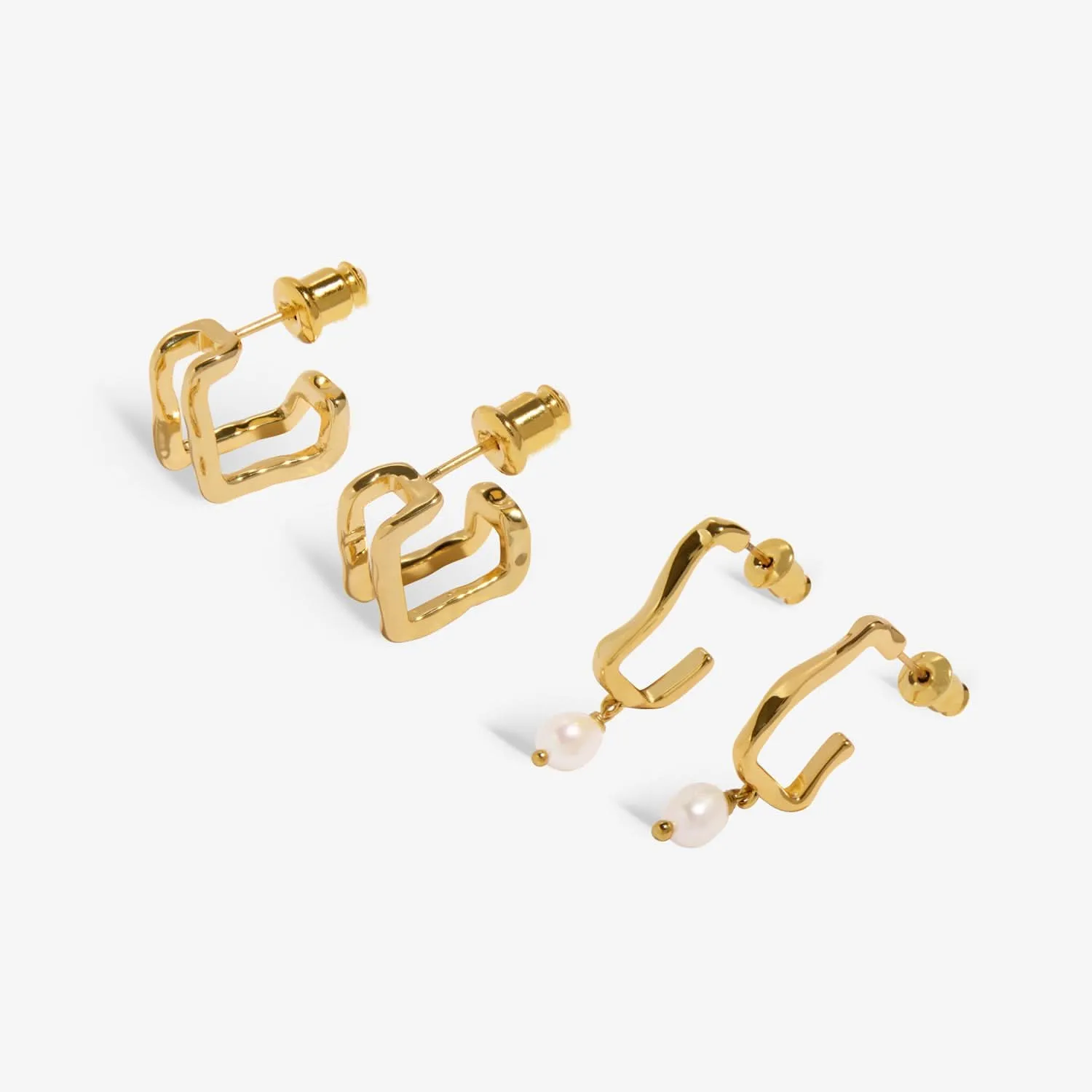 Ensemble de 2 boucles d'oreilles à effet texturé or nacré Soul Shine Stack 8473 Joma Jewellery