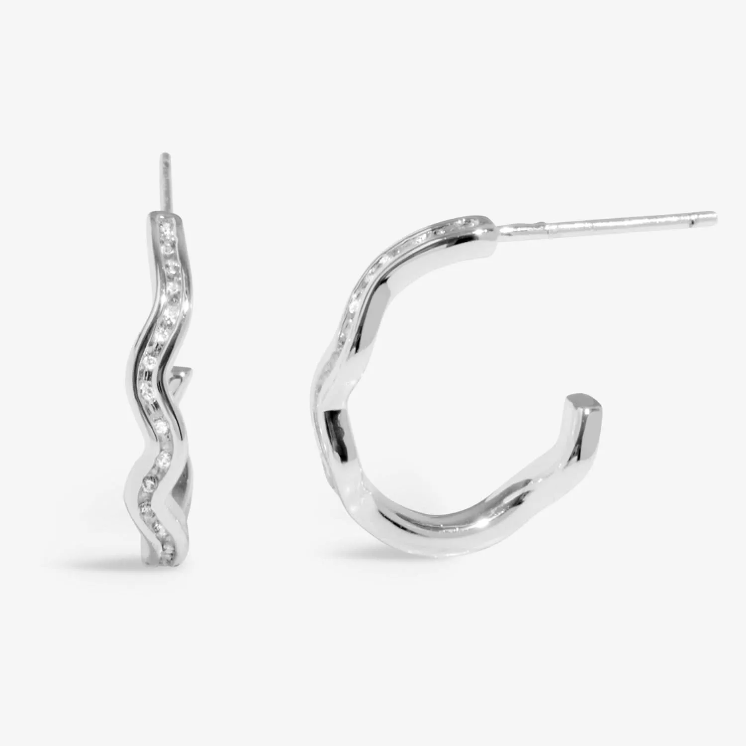 Ensemble de 2 boucles d'oreilles à corde ondulée argentée Soul Shine Stack 8471 Joma Jewellery