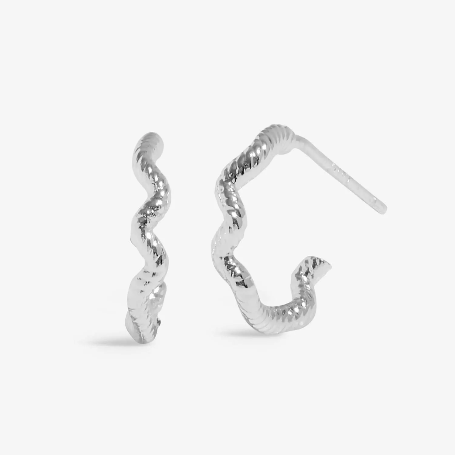 Ensemble de 2 boucles d'oreilles à corde ondulée argentée Soul Shine Stack 8471 Joma Jewellery