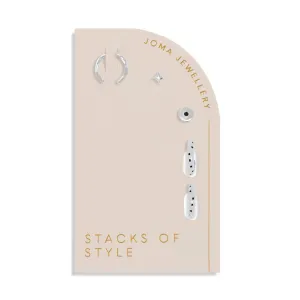 Piles de Style Ensemble de Boucles d'Oreilles en Argent Plaqué avec Pierres 7826 Joma Jewellery