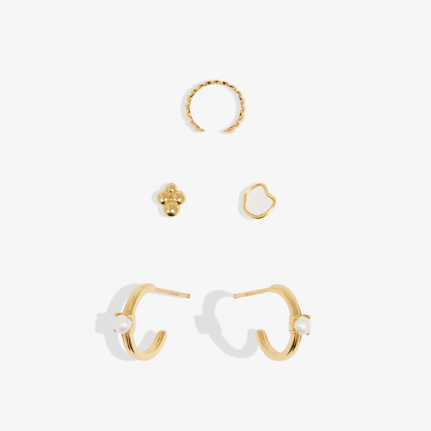 Piles de Style Ensemble de Boucles d'Oreilles Dorées à l'Or Blanc Perlé 7822 Joma Jewellery