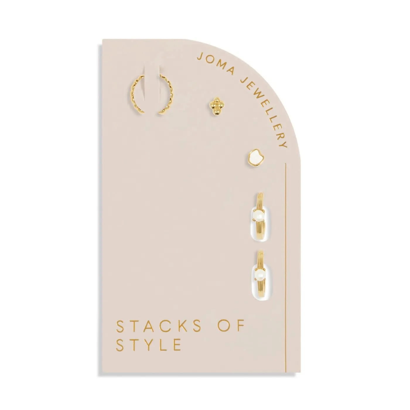 Piles de Style Ensemble de Boucles d'Oreilles Dorées à l'Or Blanc Perlé 7822 Joma Jewellery