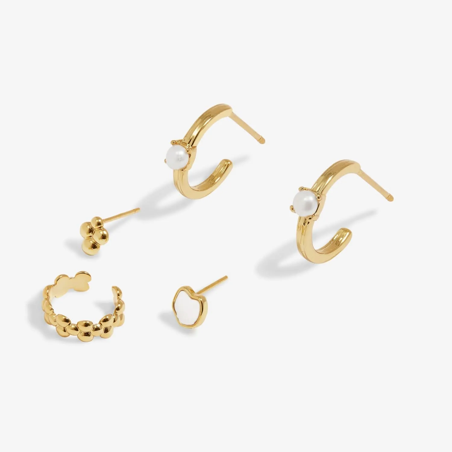 Piles de Style Ensemble de Boucles d'Oreilles Dorées à l'Or Blanc Perlé 7822 Joma Jewellery