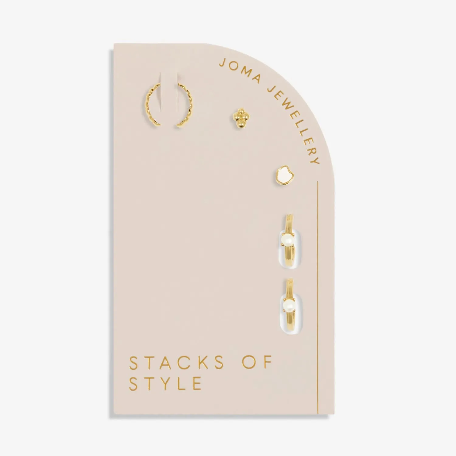 Piles de Style Ensemble de Boucles d'Oreilles Dorées à l'Or Blanc Perlé 7822 Joma Jewellery