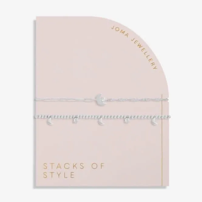 Piles de Style Lune d'Argent Ensemble de 2 Bracelets 6337 Joma Bijoux
