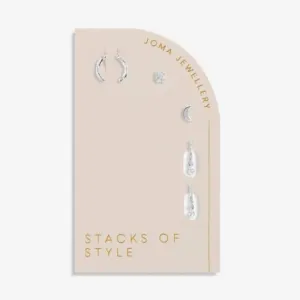 Piles de Style Ensemble de Boucles d'Oreilles Lune d'Argent 6339 Joma Jewellery