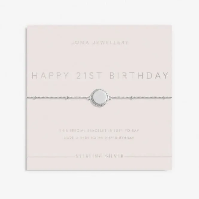 Bracelet en argent sterling avec disque pour 21e anniversaire pavé de 16cm   3cm JJS0010 Joma Jewellery