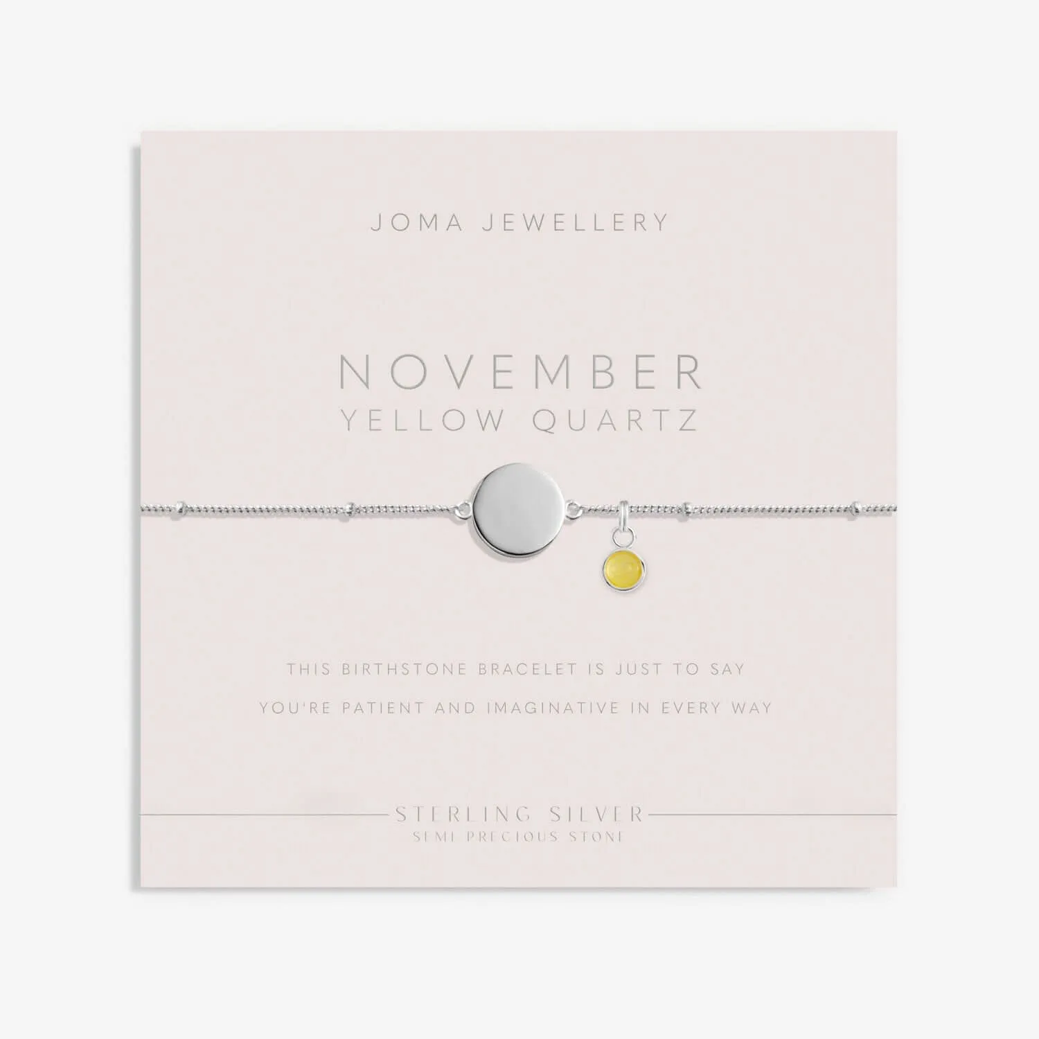 Bracelet en argent sterling avec pierre de naissance de novembre JJS0092 Joma Jewellery