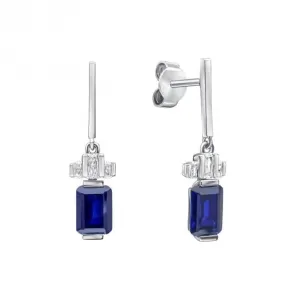 Boucles d'oreilles en argent sterling avec zirconium cubique bleu et transparent E6409 - Diamonfire Jewellery