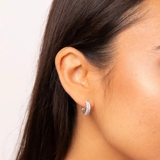 Boucles d'oreilles en argent sterling avec zirconium cubique transparent E6405 - Bijoux Diamonfire