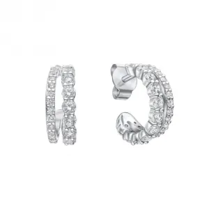 Boucles d'oreilles en argent sterling avec zirconium cubique transparent E6405 - Bijoux Diamonfire