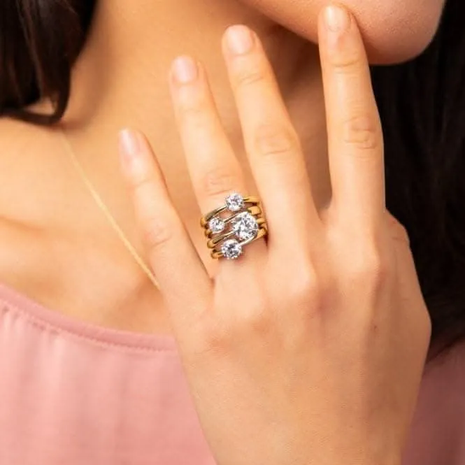 Bague en argent sterling avec zirconium cubique transparent R3867 - Diamonfire Jewellery