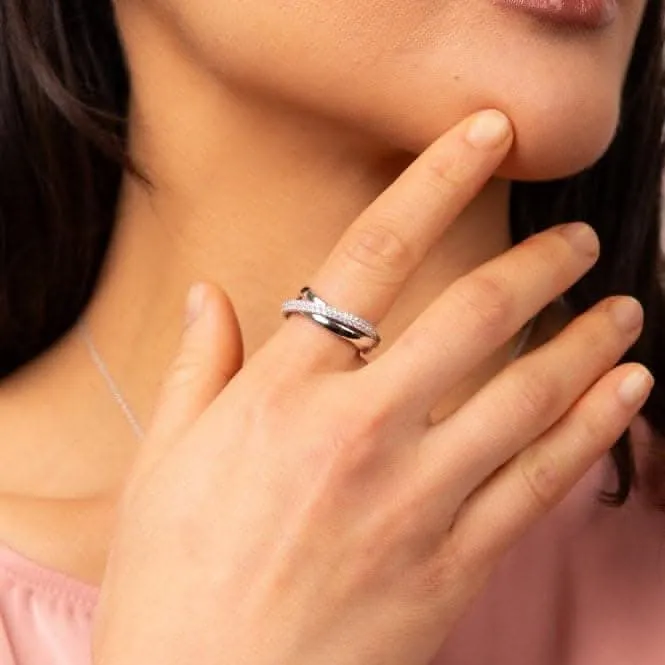 Bague en argent sterling avec zirconium cubique transparent R3874 - Diamonfire Jewellery