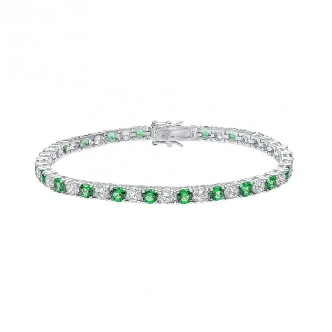 Bracelet en argent sterling avec zirconium cubique vert et transparent B5473 - Diamonfire Jewellery