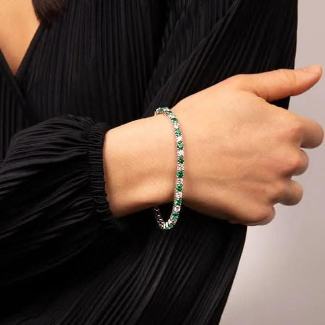 Bracelet en argent sterling avec zirconium cubique vert et transparent B5473 - Diamonfire Jewellery