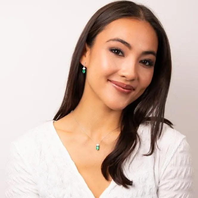 Pendentif en argent sterling avec zirconium cubique vert et transparent P5397 - Diamonfire Jewellery