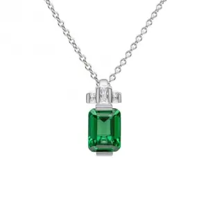 Pendentif en argent sterling avec zirconium cubique vert et transparent P5397 - Diamonfire Jewellery