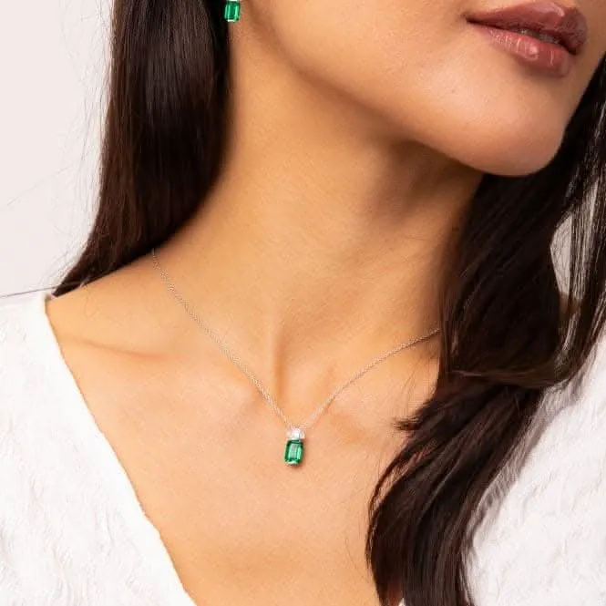 Pendentif en argent sterling avec zirconium cubique vert et transparent P5397 - Diamonfire Jewellery
