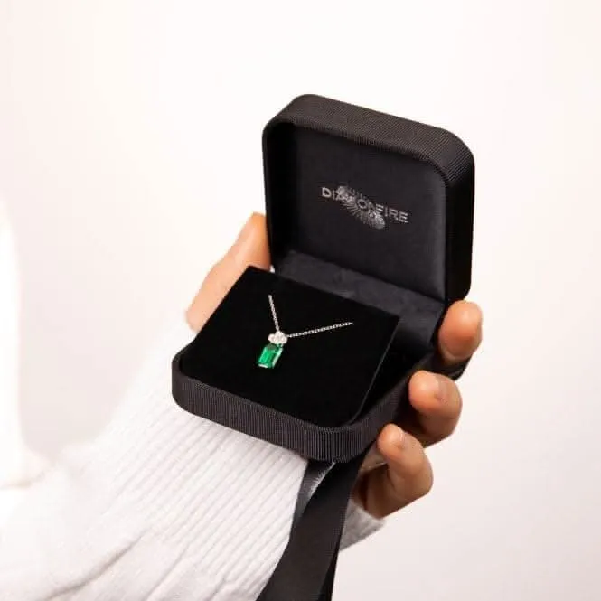 Pendentif en argent sterling avec zirconium cubique vert et transparent P5397 - Diamonfire Jewellery