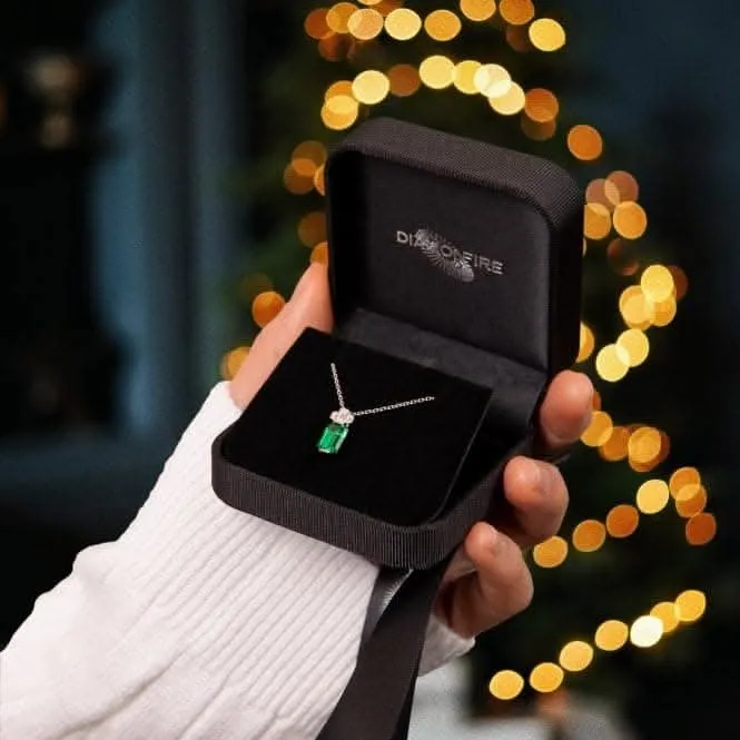 Pendentif en argent sterling avec zirconium cubique vert et transparent P5397 - Diamonfire Jewellery