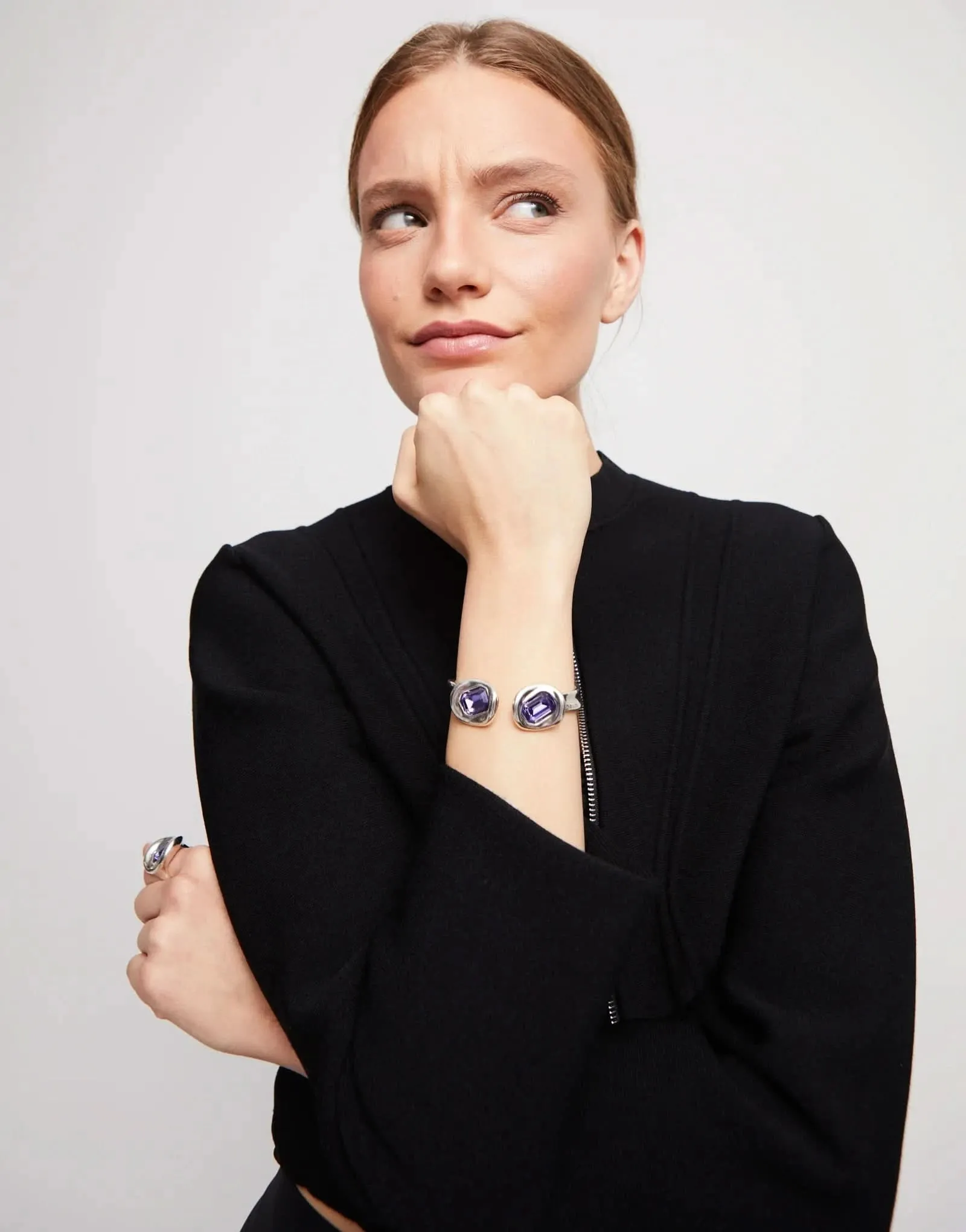 Bracelet en Cristal Facetté Violet Plaqué Argent Sterling PUL2453MORMTL Unode50 Bijoux et Accessoires