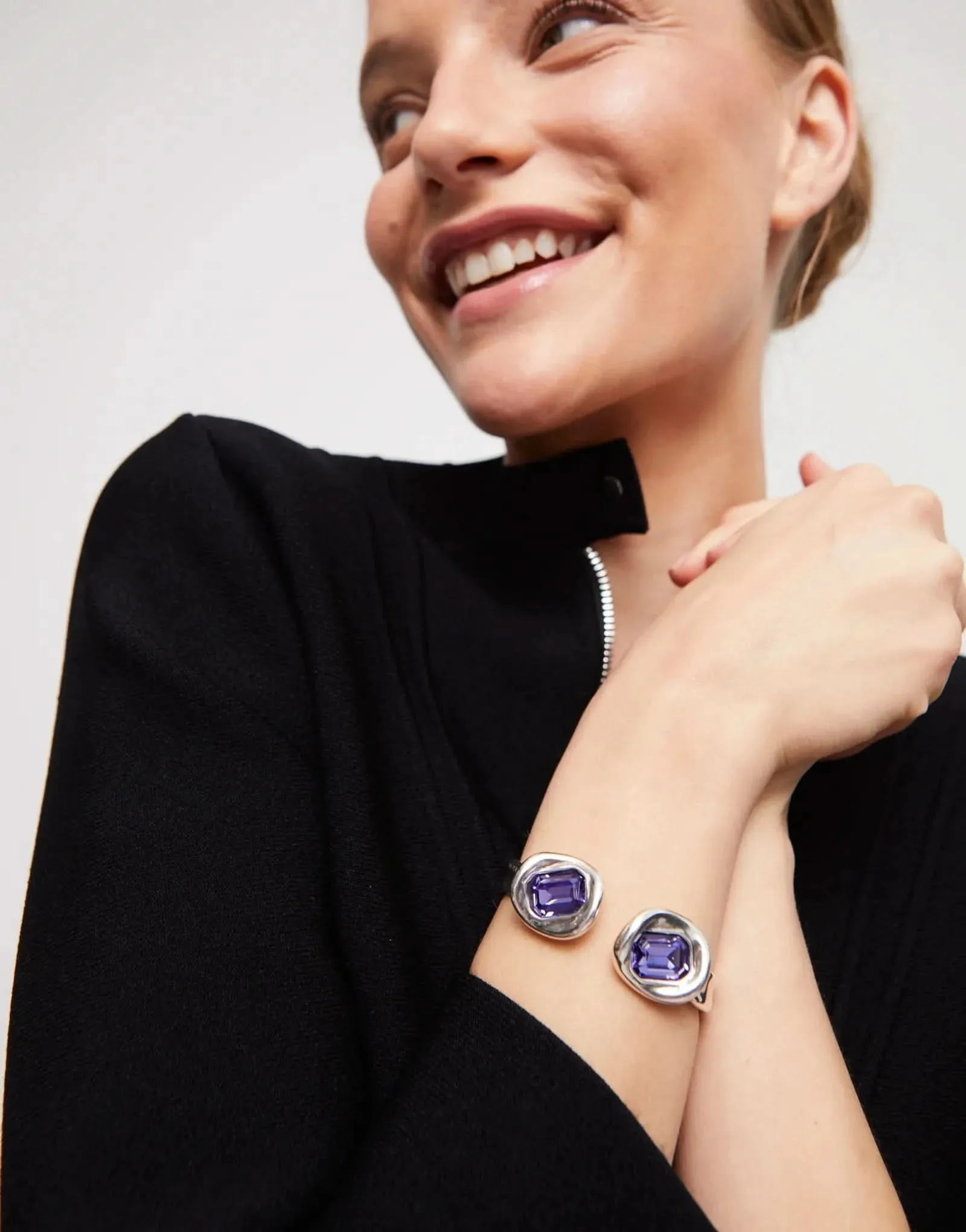 Bracelet en Cristal Facetté Violet Plaqué Argent Sterling PUL2453MORMTL Unode50 Bijoux et Accessoires