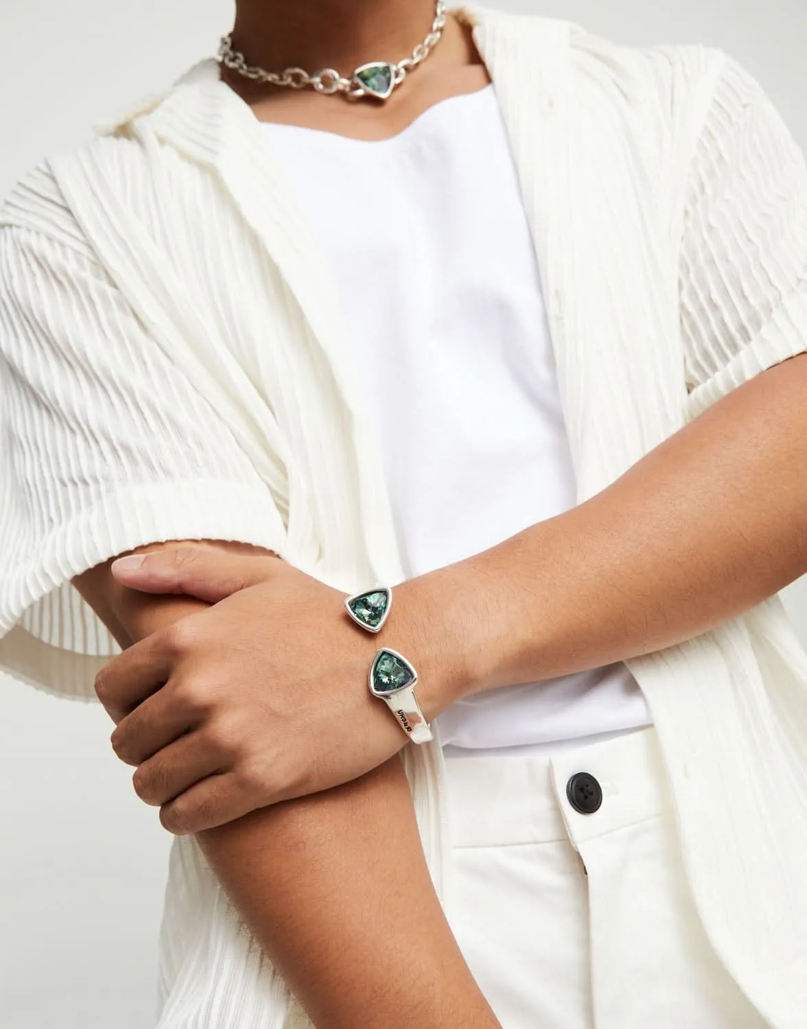 Bracelet Bangle en Argent Plaqué Sterling Vert Caméléonique PUL2511VRDMTL0 Unode50 Bijoux et Accessoires