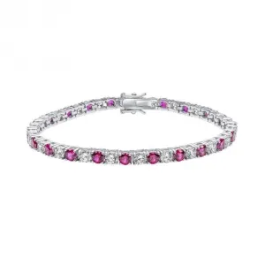 Bracelet en argent sterling avec zircons cubiques rouges et transparents B5474 - Diamonfire Jewellery