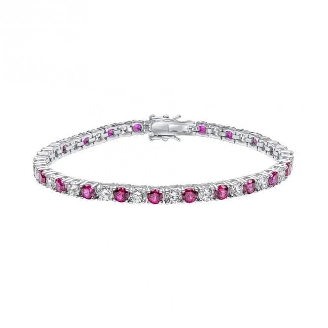 Bracelet en argent sterling avec zircons cubiques rouges et transparents B5474 - Diamonfire Jewellery