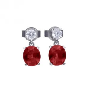 Boucles d'oreilles en argent sterling avec zirconium cubique rouge et transparent E6399 - Diamonfire Jewellery