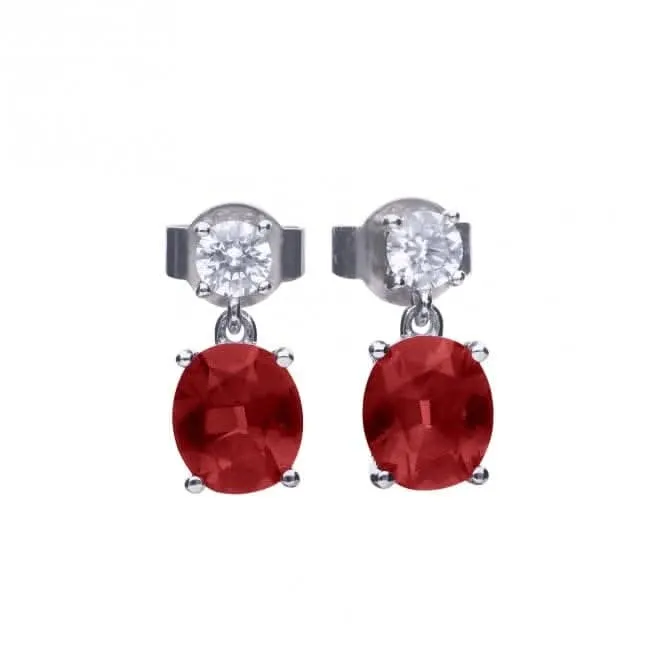 Boucles d'oreilles en argent sterling avec zirconium cubique rouge et transparent E6399 - Diamonfire Jewellery