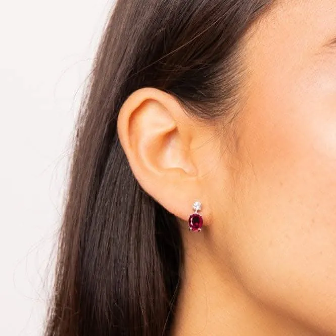 Boucles d'oreilles en argent sterling avec zirconium cubique rouge et transparent E6399 - Diamonfire Jewellery