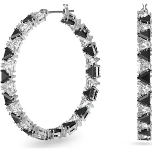 Boucles d'oreilles à clous Swarovski Ortyx en cristal noir triangulaire plaqué rhodium