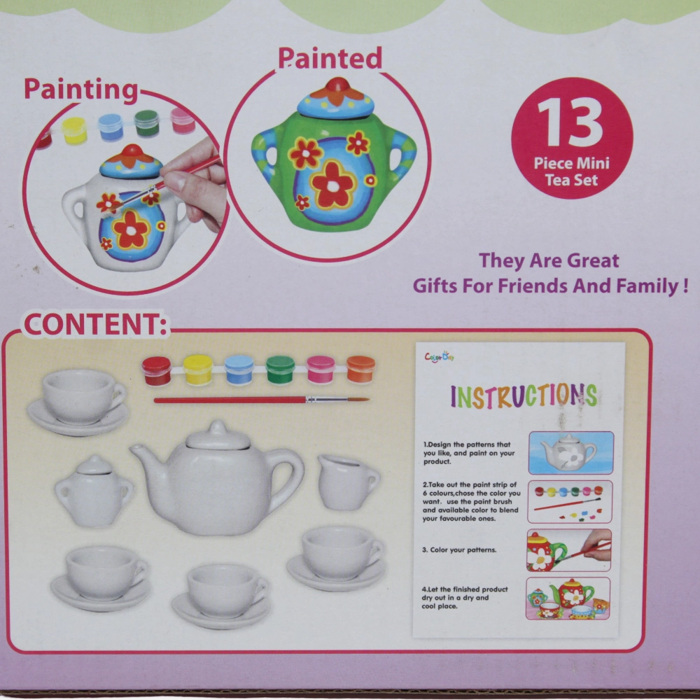 Tea Party Painting Set with Colors  13 Pieces