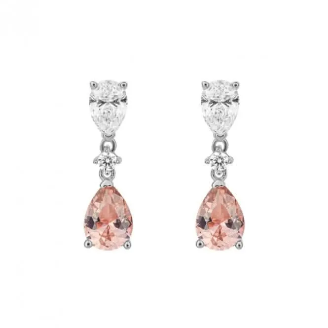 Boucles d'oreilles goutte en zirconium rose en forme de larme E6190 Diamonfire Jewellery