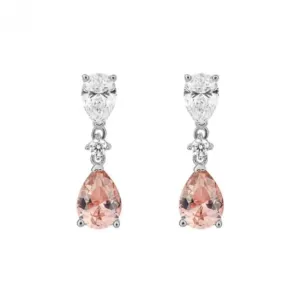 Boucles d'oreilles goutte en zirconium rose en forme de larme E6190 Diamonfire Jewellery