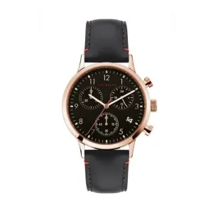 Montre pour Hommes Ted Baker Cadran Noir Bracelet en Cuir Véritable Noir BKPCSF905