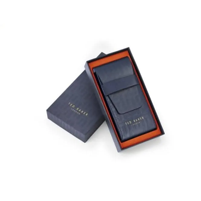 Montre pour homme Ted Baker à cadran bleu en cuir perforé avec motif T marron BKPMMF911