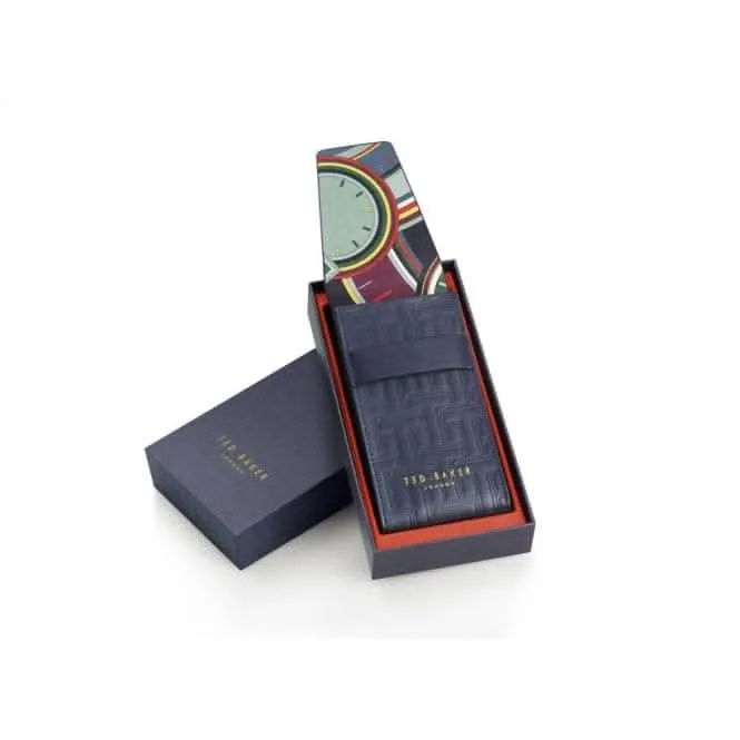 Montre pour homme Ted Baker à cadran bleu en cuir perforé avec motif T marron BKPMMF911