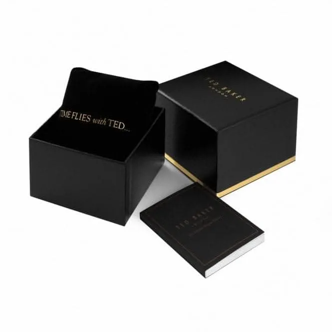 Montre pour homme Ted Baker à cadran bleu en cuir perforé avec motif T marron BKPMMF911