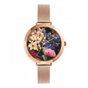 Ted Baker Ladies Ammy Floral Montre en maille ton or rose BKPAMF104