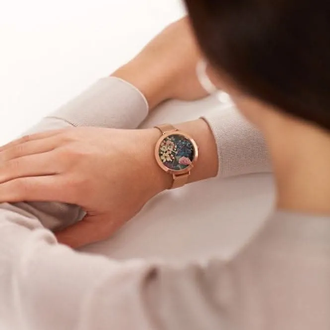 Ted Baker Ladies Ammy Floral Montre en maille ton or rose BKPAMF104
