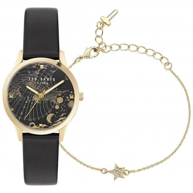 Montre Ted Baker pour femme en cuir noir BKGFW2302