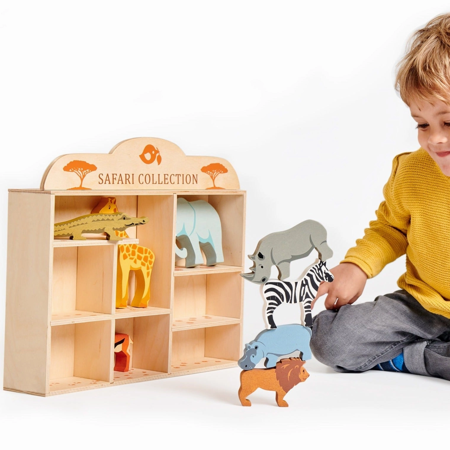 Tender Leaf Toys 8 Safari Animals Wooden Set